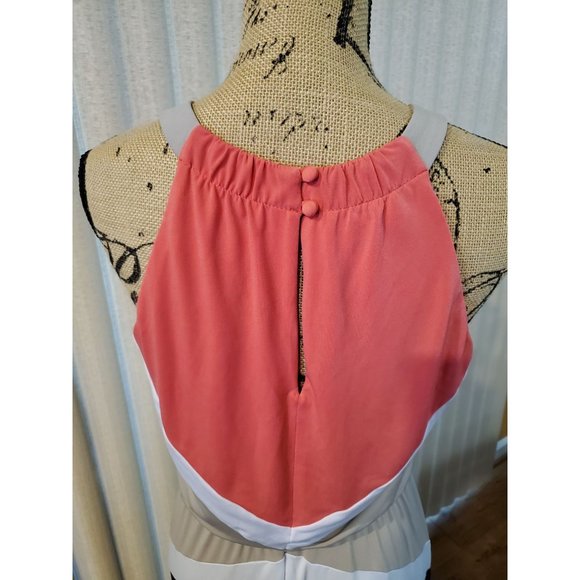 EUC- The London Collection - Maxi Dress- Coral Colorblock - Small - Picture 6 of 7